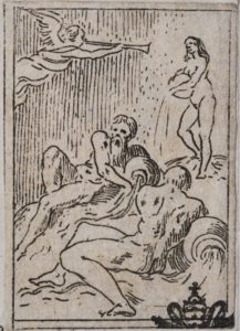  I fiumi Reno, Tevere e Parma simboleggiano la vita di Agostino Carracci  (da I funerali d'Agostino Carracci fatto in Bologna sua patria da gl'incamminati Accademici, Bologna, Benacci, 1603)